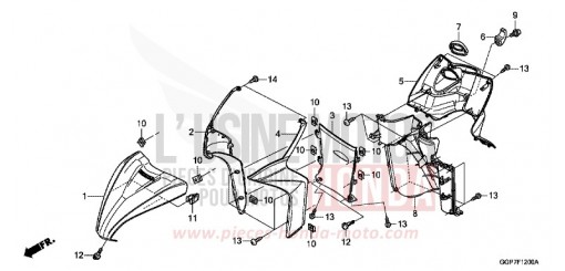 GAINE DE PROTECTION AVANT/COUVERCLE INTERNE (NSC50/MPD/WH) NSC50E de 2014